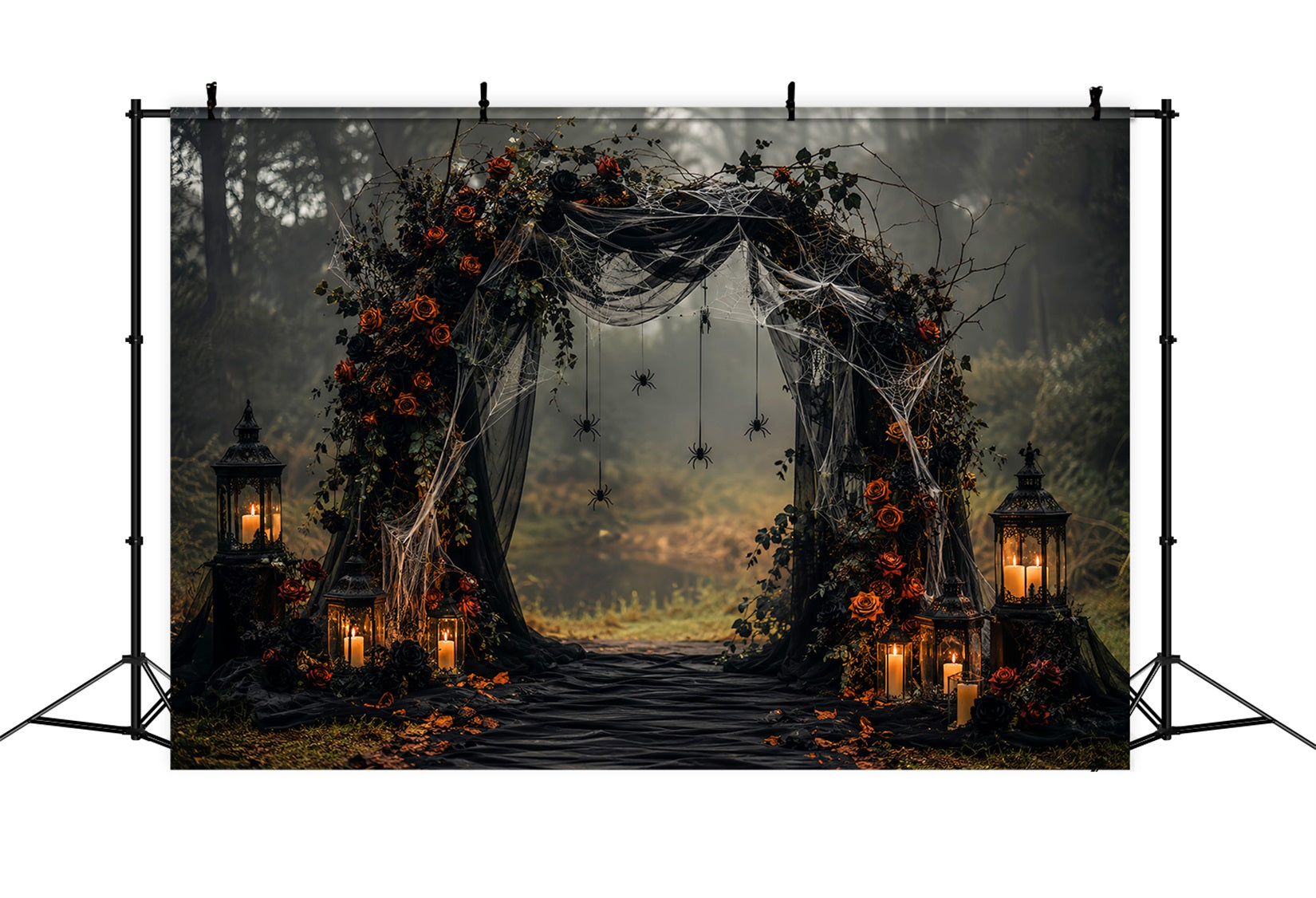 Halloween Wedding Backdrop Gothic Rose Spider Arch Halloween Photo Backdrop UK LXX67-110