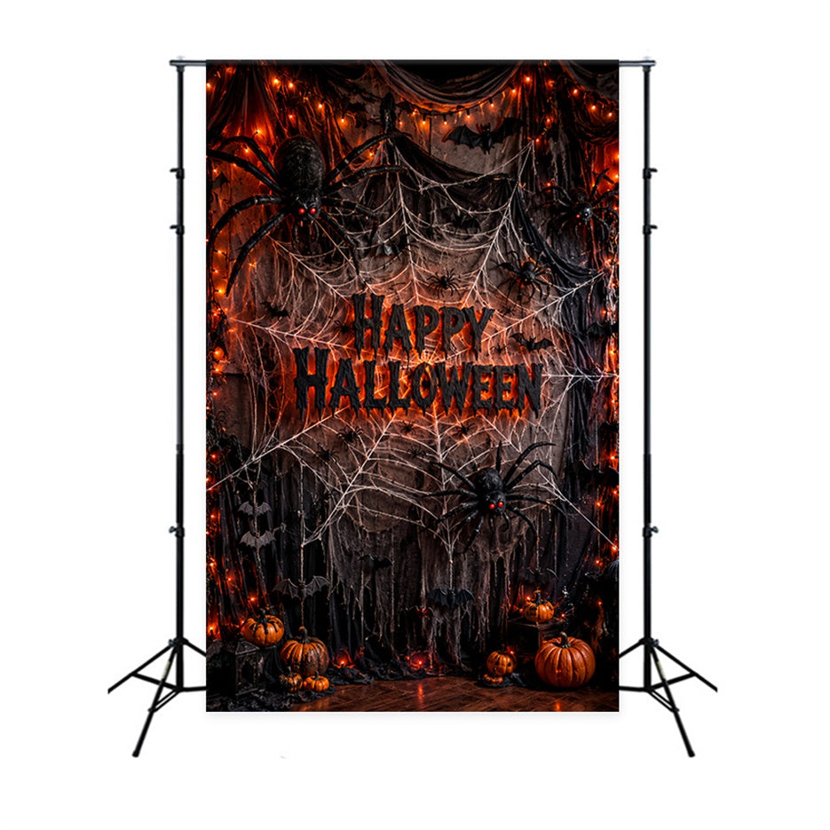Halloween Theme Backdrop Giant Spider Web Drapes Halloween Backdrop For Photos UK LXX67-111