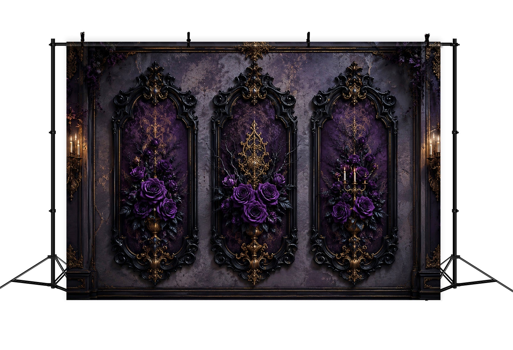 Halloween Backdrop Ideas DIY Purple Rose Gothic Panels Purple Halloween Backdrop UK LXX67-153