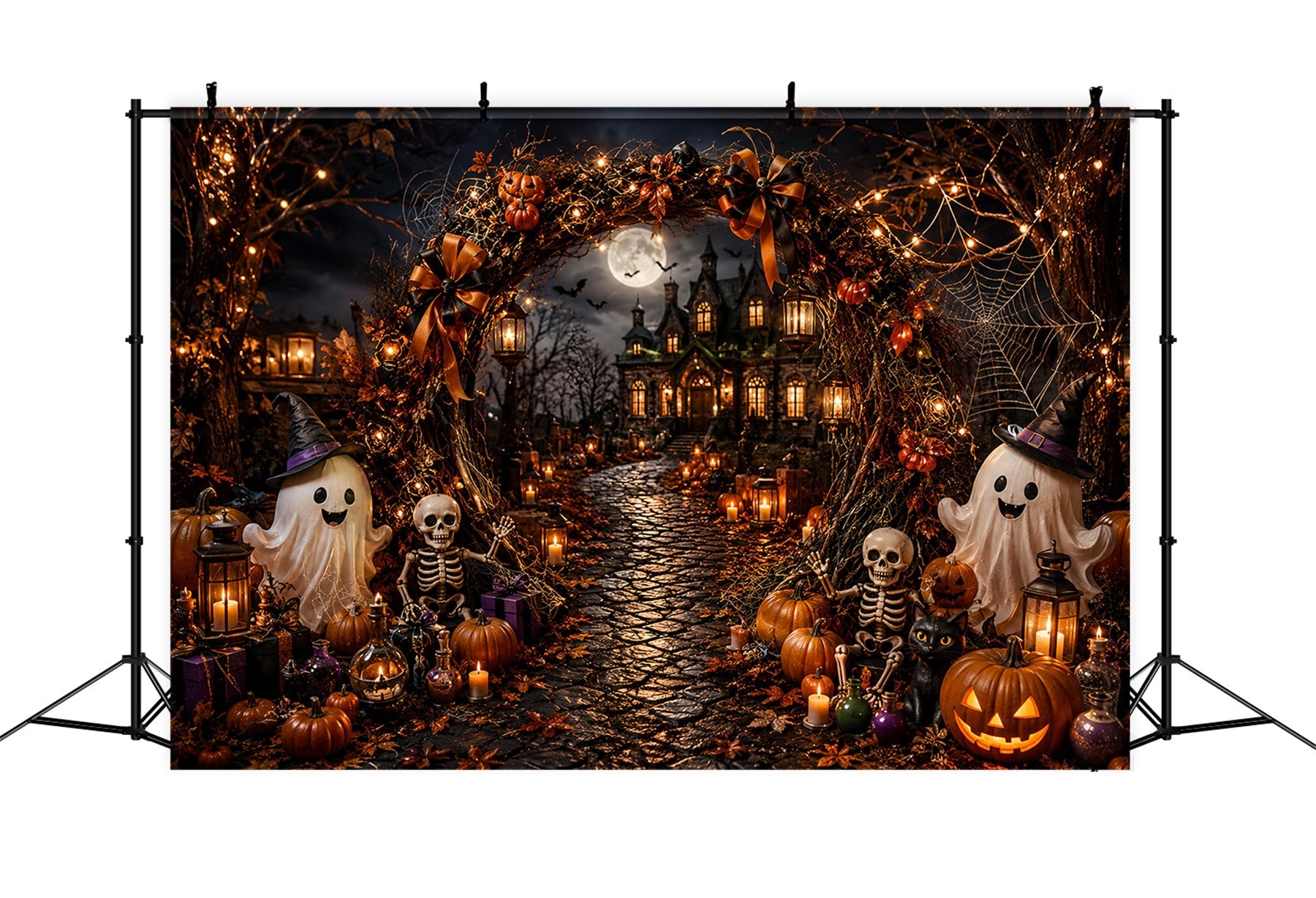 Simple Halloween Backdrop Ghost Skeleton Haunted Arch Extra Large Halloween Backdrop UK LXX67-157