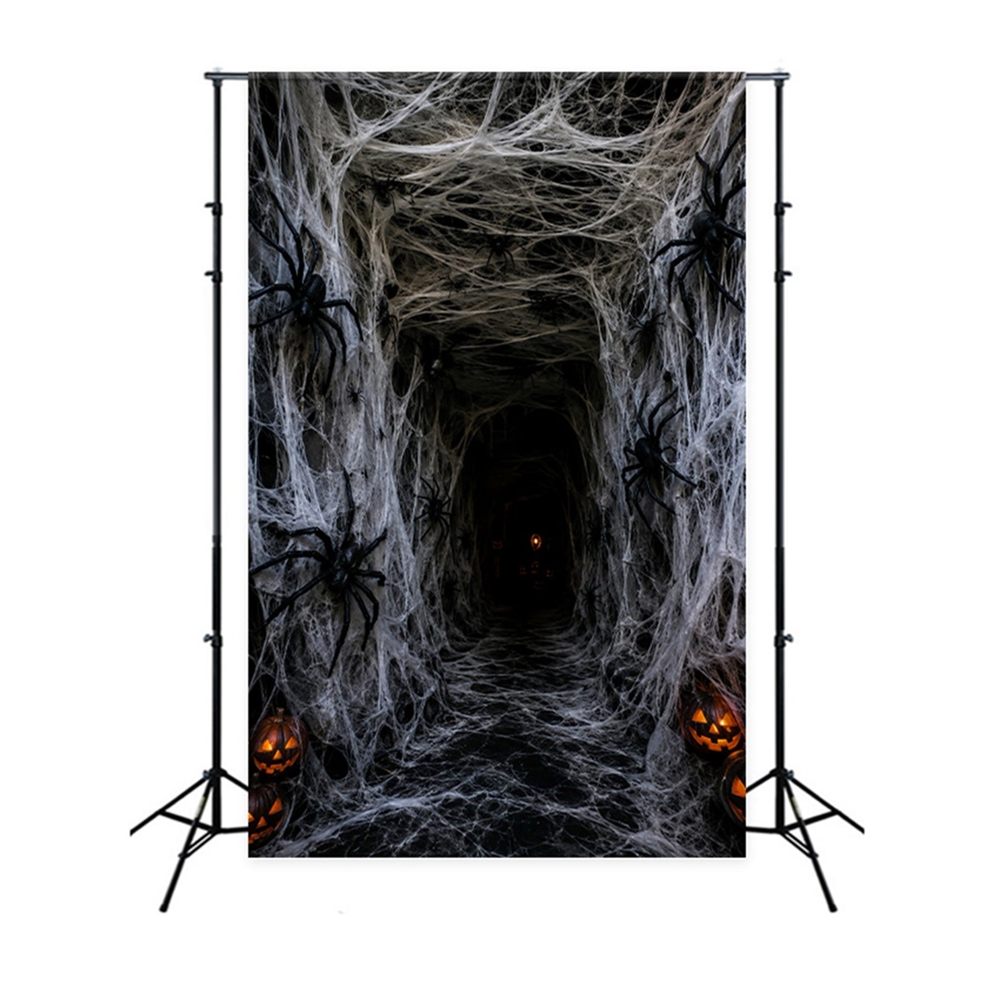 Fabric Halloween Backdrop Spiderweb Pumpkin Horror Tunnel Halloween Backdrop For Pictures UK LXX67-188