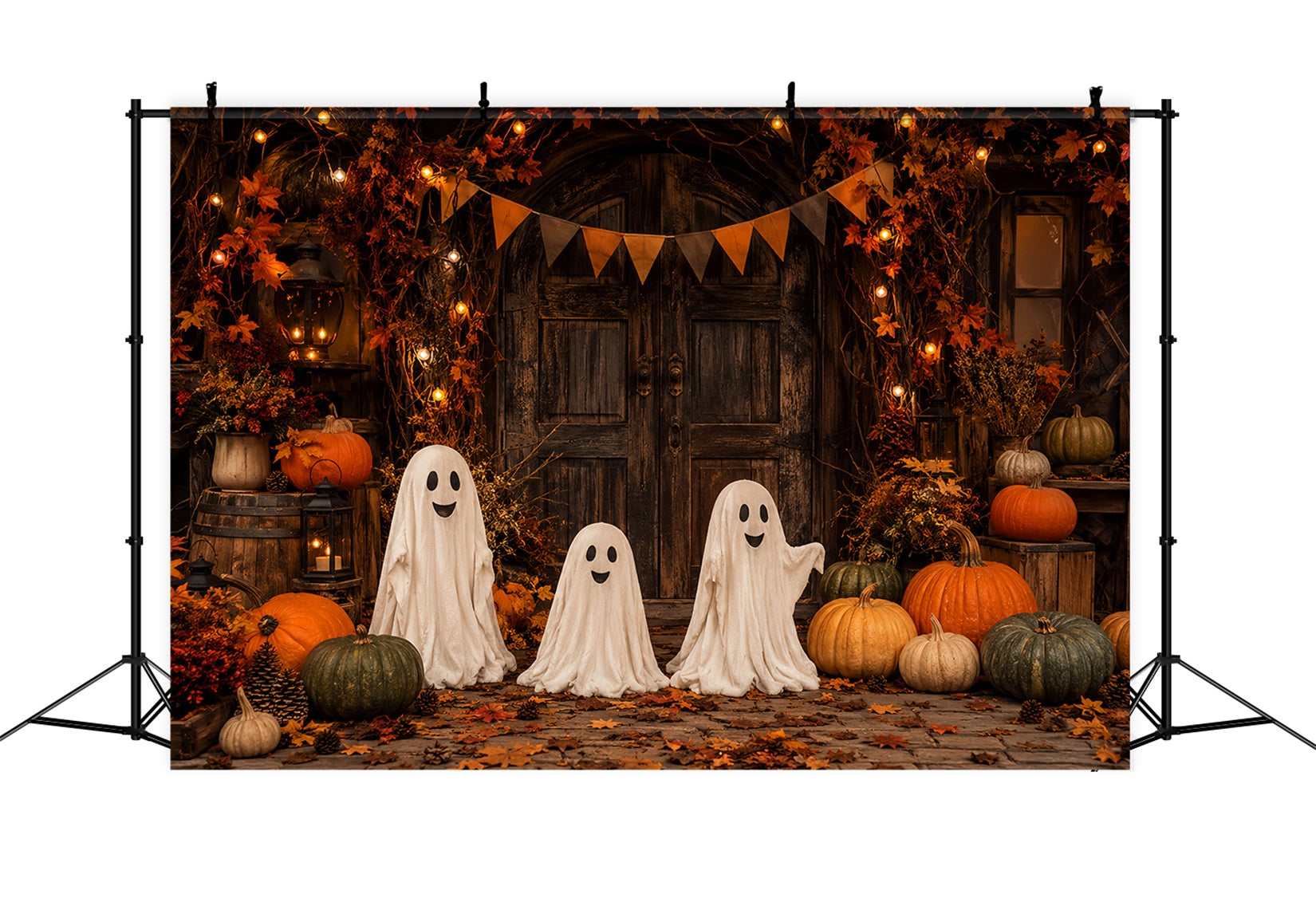 Haunted Mansion Backdrop Rustic Ghost Pumpkin Doorway Gothic Backdrop UK LXX67-214