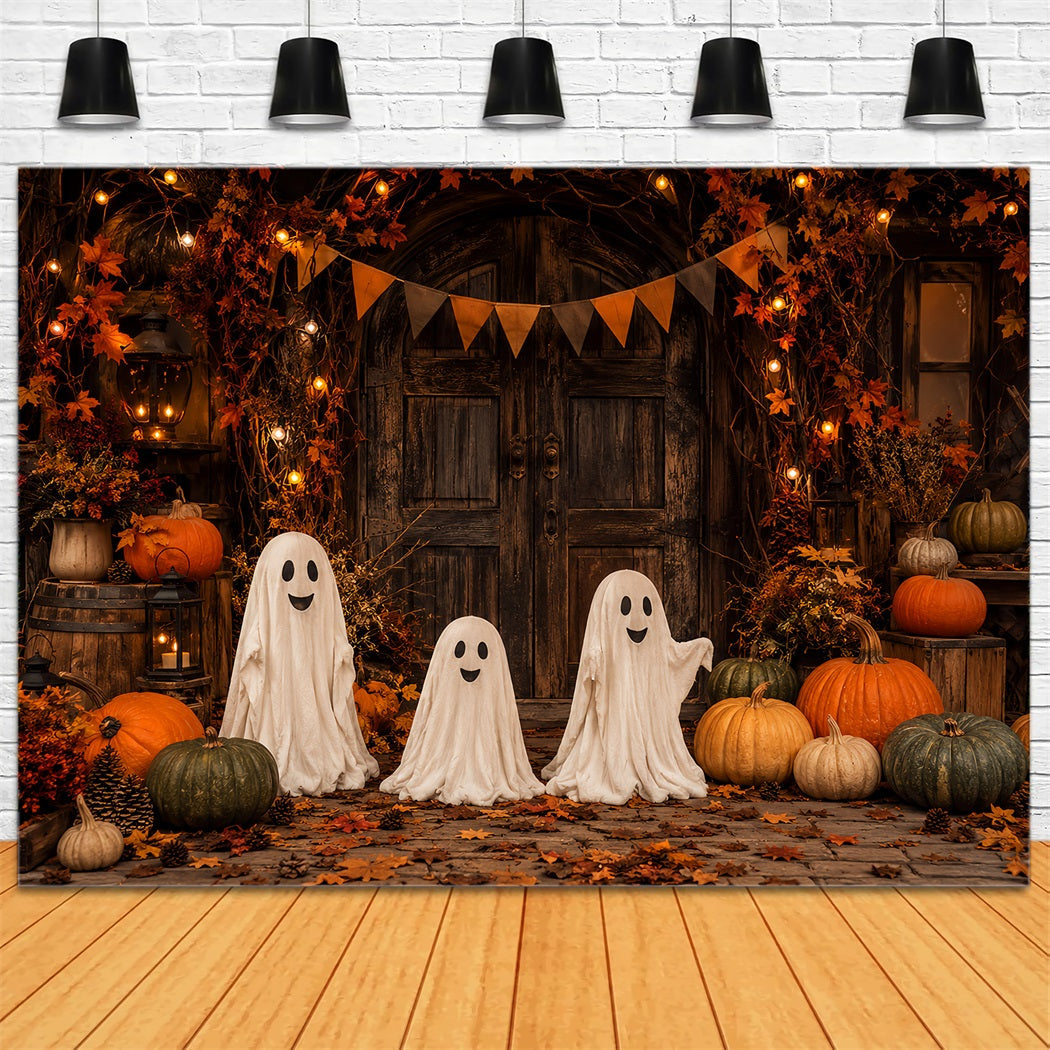 Haunted Mansion Backdrop Rustic Ghost Pumpkin Doorway Gothic Backdrop UK LXX67-214