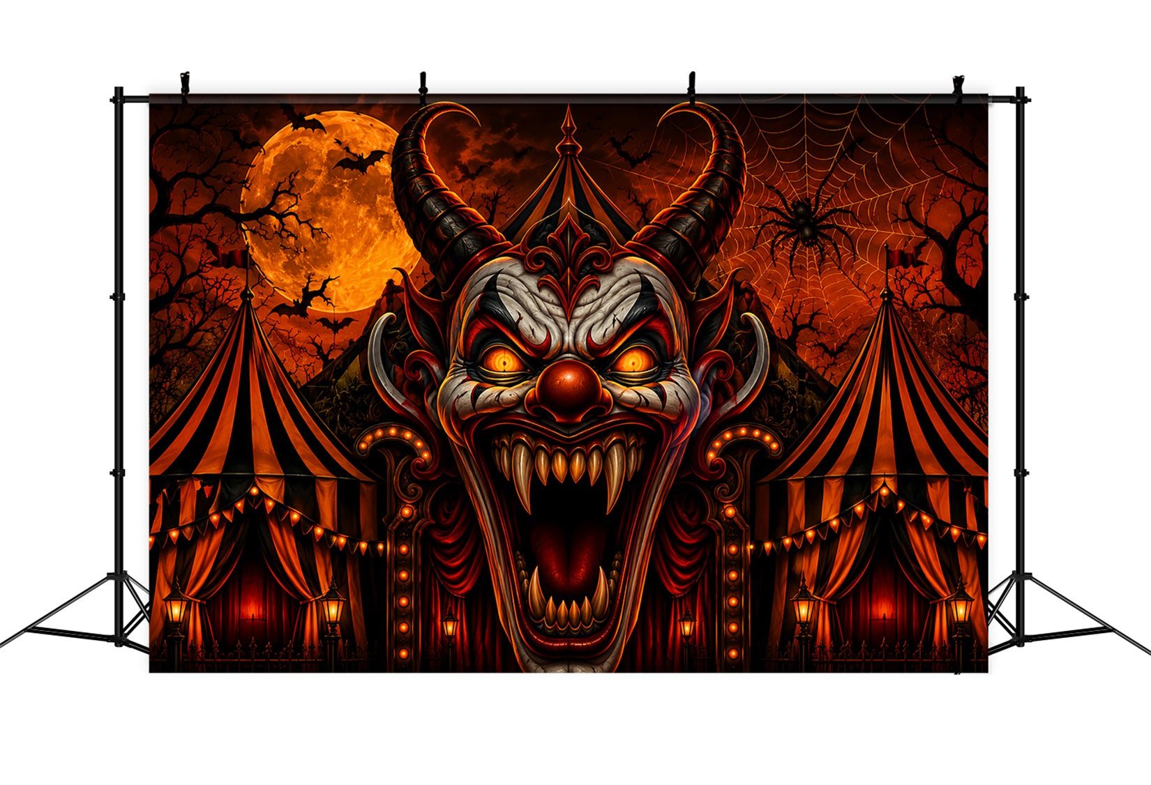 Creepy Circus Backdrop Demonic Clown Carnival Gateway Scary Halloween Backdrop UK LXX67-237