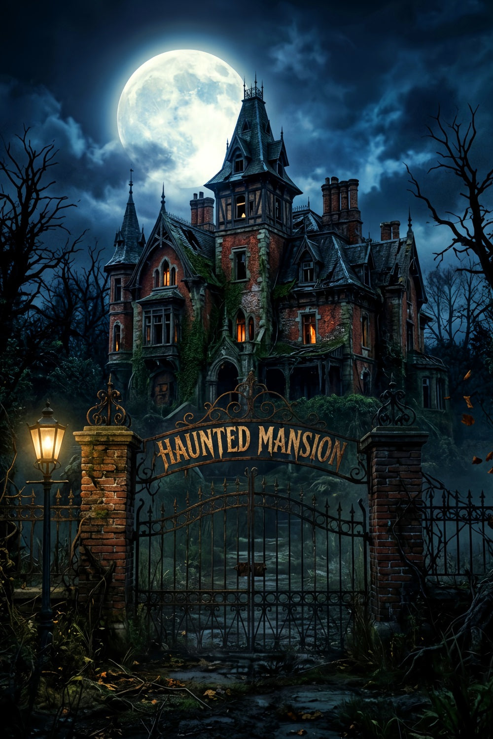 Skull Backdrop Moonlit Haunted Mansion Gate Disney Haunted Mansion Backdrop UK LXX67-242