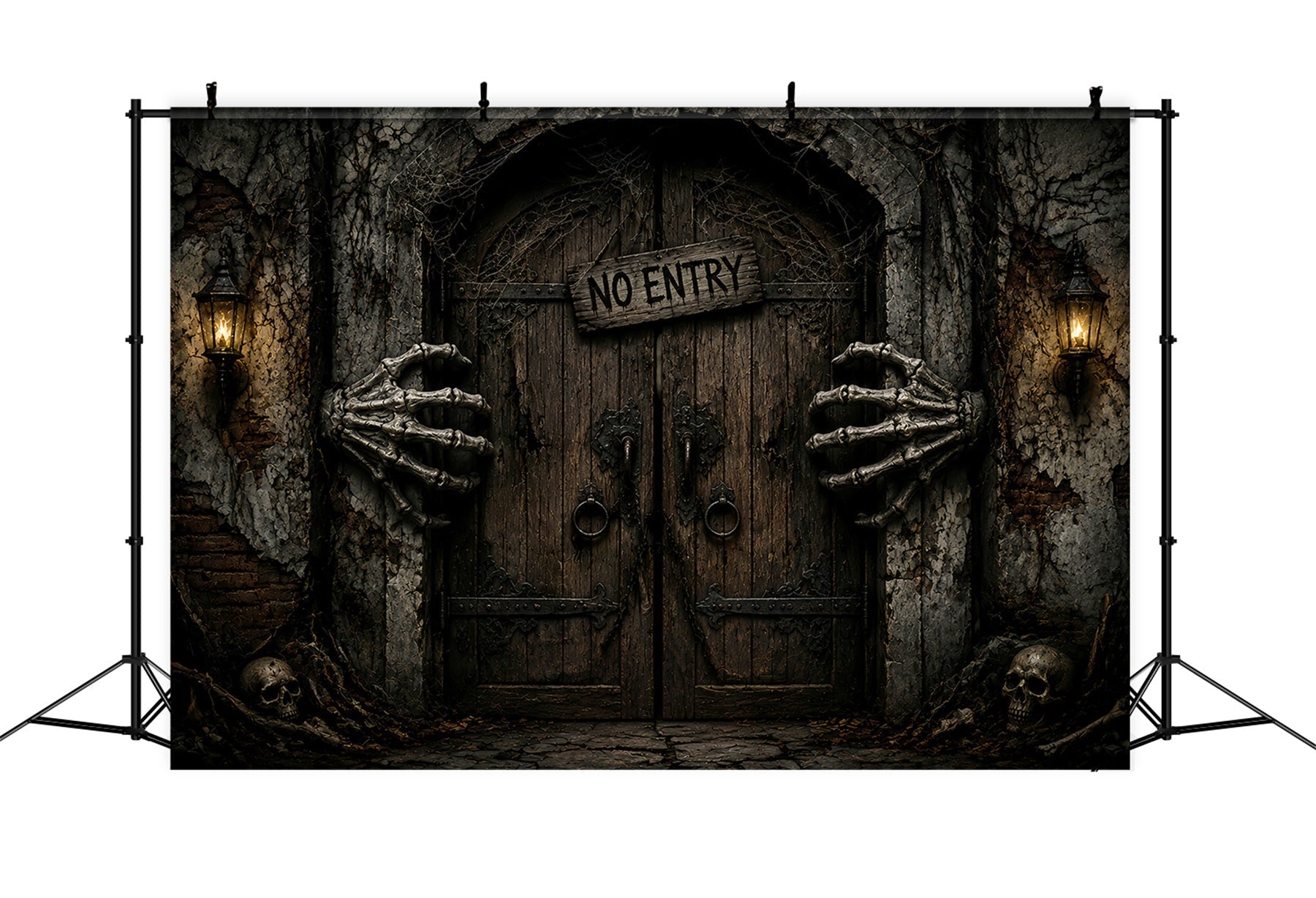 Halloween Garage Backdrop Skeletal Hands Forbidden Door Backdrops For Halloween UK LXX67-26