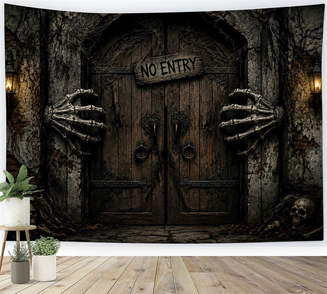Halloween Garage Backdrop Skeletal Hands Forbidden Door Backdrops For Halloween UK LXX67-26