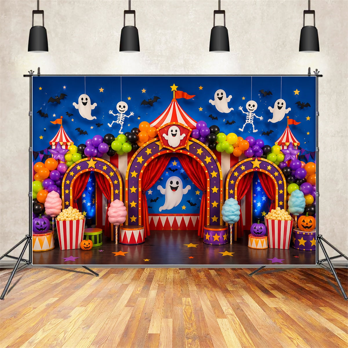 Halloween Carnival Backdrop Colorful Ghost Circus Party DIY Halloween Backdrop UK LXX67-43