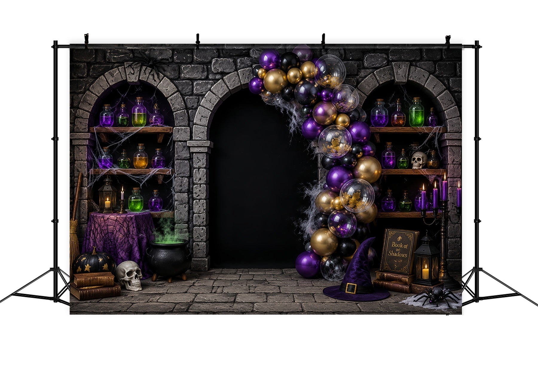 DIY Halloween Photo Booth Backdrop Witch Potion Balloon Arch 10x10 Halloween Backdrop UK LXX67-45