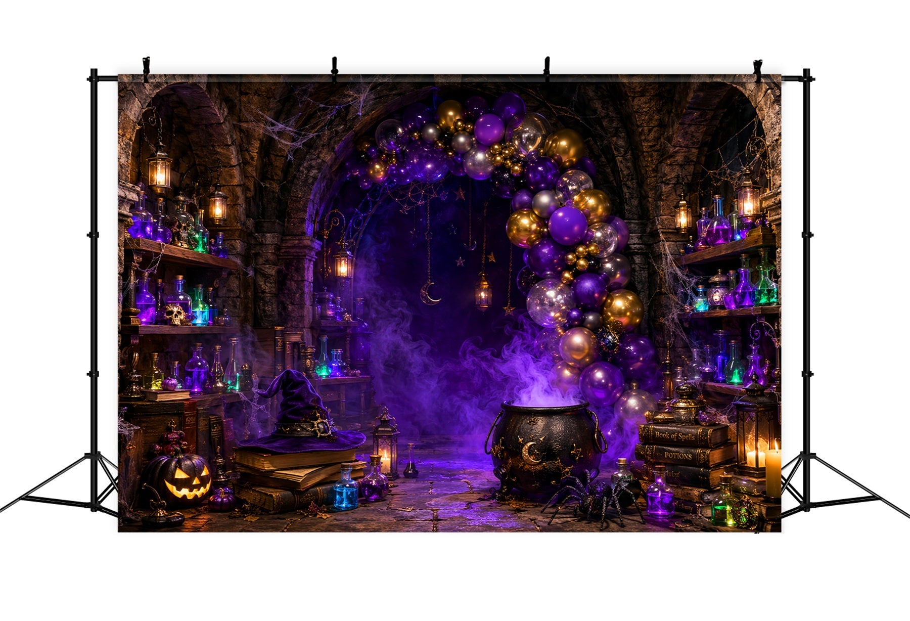 Halloween Backdrop Ideas DIY Purple Witch Potion Laboratory Purple Halloween Backdrop UK LXX67-49