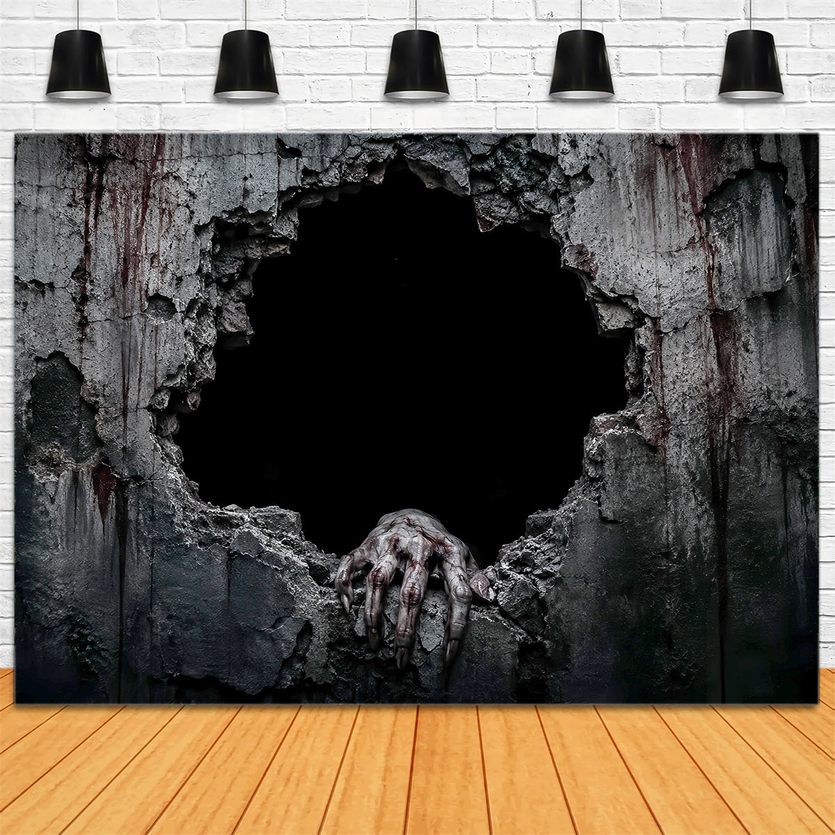 Halloween Bloody Backdrop Creepy Broken Wall Hand Halloween Backdrops UK LXX67-58