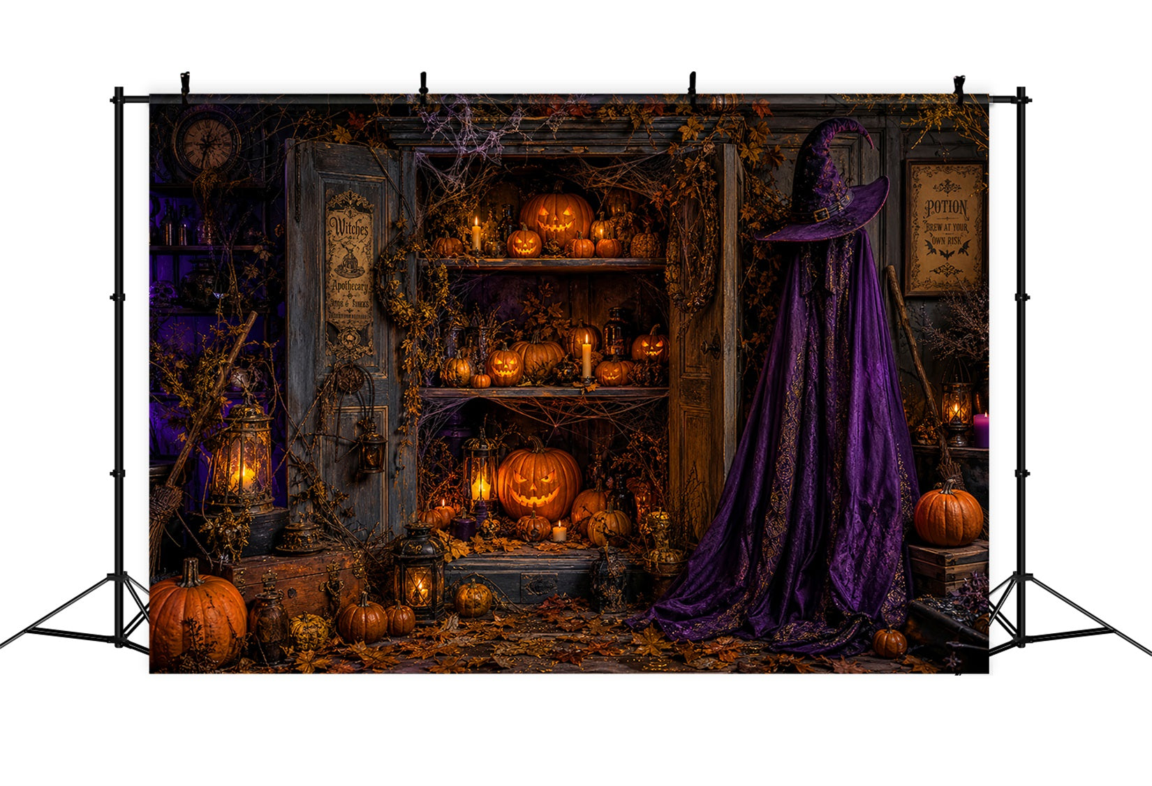 Halloween Cloth Backdrop Witch Apothecary Pumpkin Cabinet Graveyard Halloween Backdrops UK LXX67-99