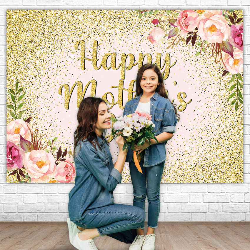 Mother’s Day Flowers Golden Shining Backdrop UK M-57