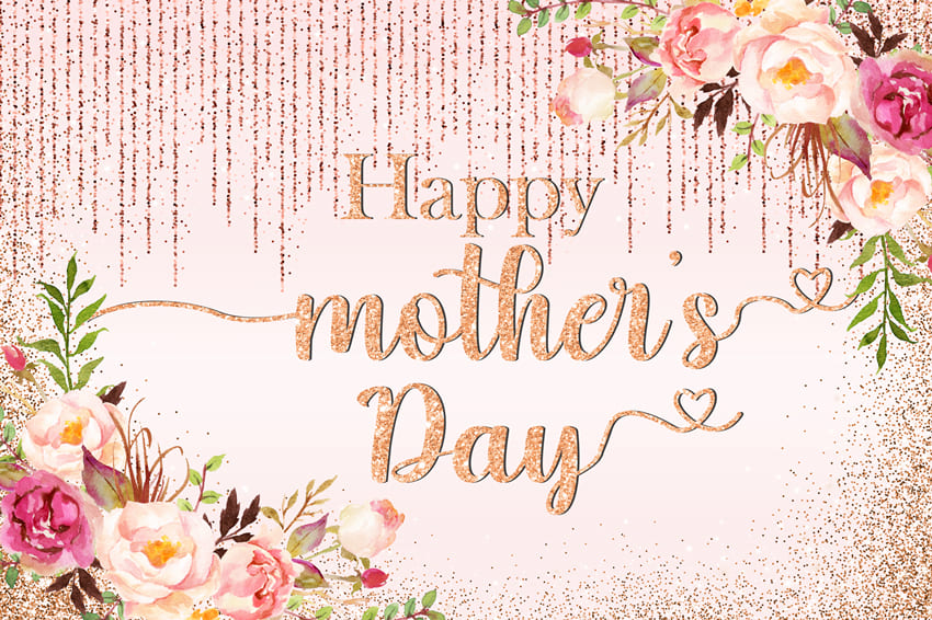 Happy Mother’s Day Flowers Pink Tassels Backdrop UK M-58