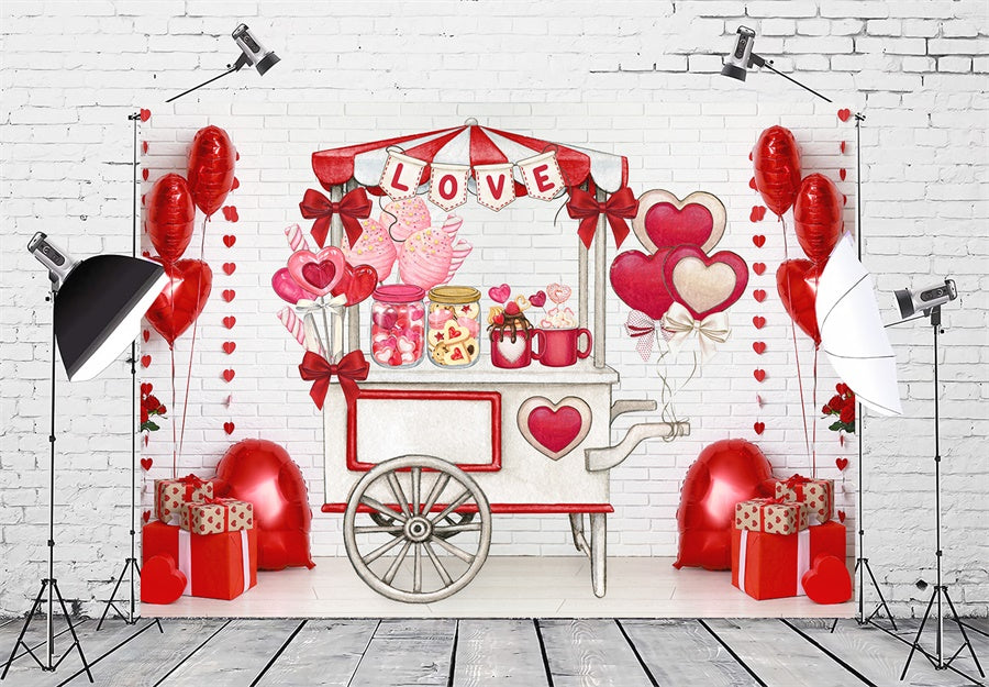 Valentine's Day Candy Stand Love Backdrop M1-01