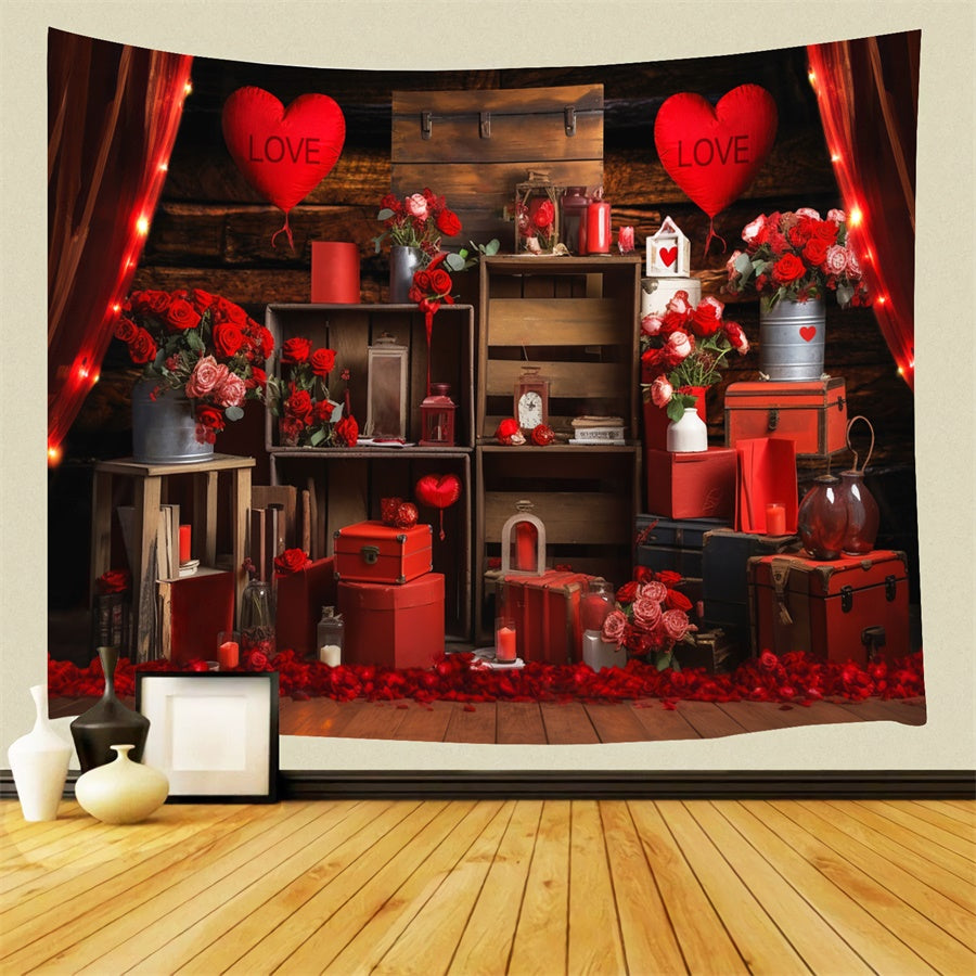 Valentine's Day Red Rose Decorative Heart Backdrop M1-02