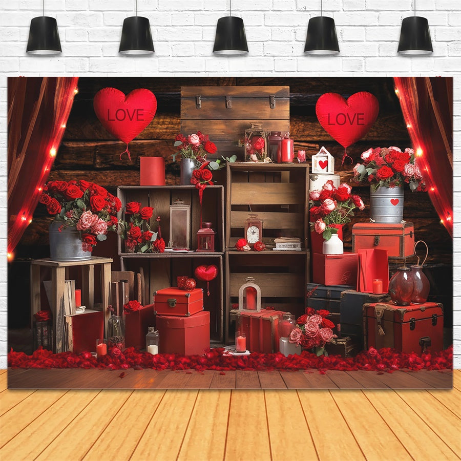 Valentine's Day Red Rose Decorative Heart Backdrop M1-02