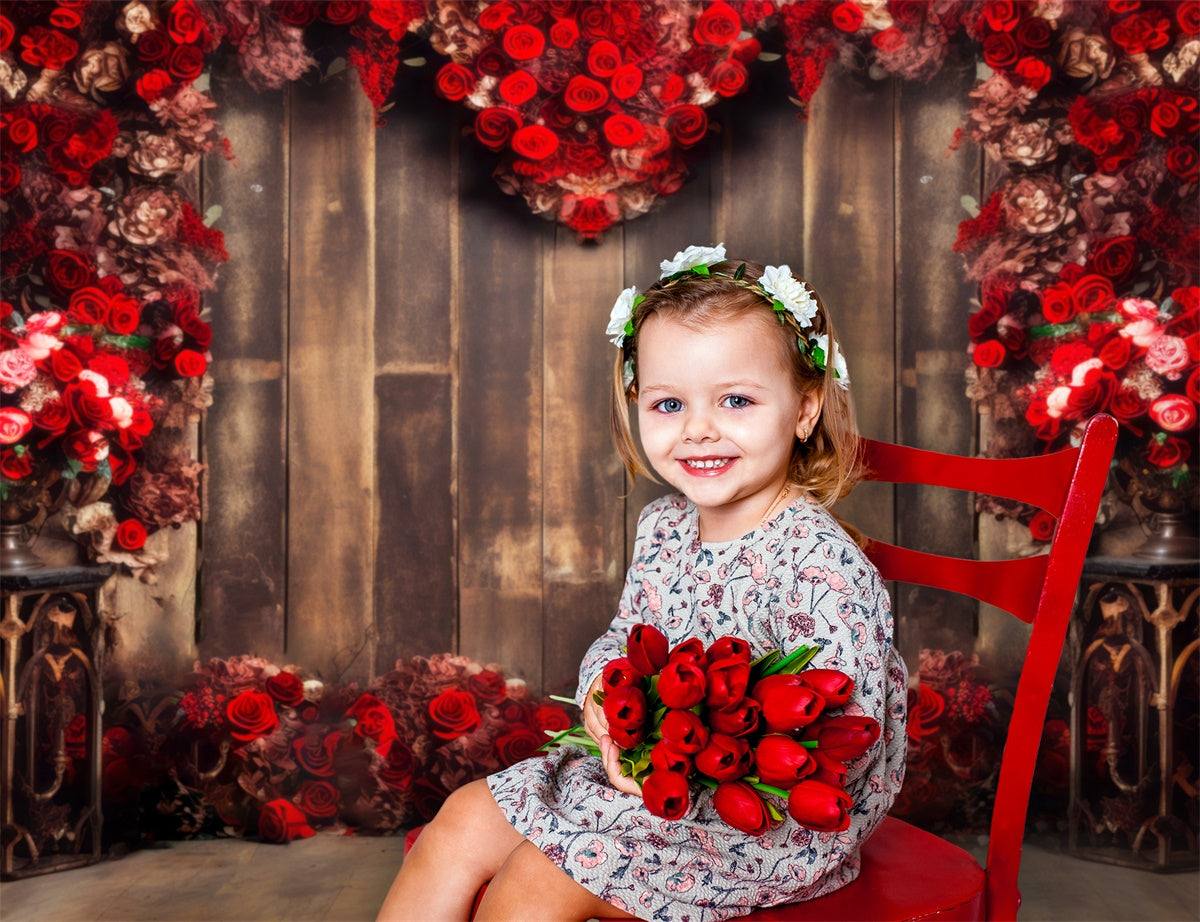 Valentine's Day Red Rose Love Wall Backdrop M1-03