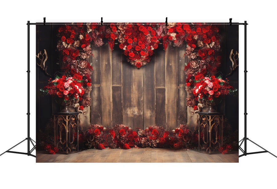 Valentine's Day Red Rose Love Wall Backdrop M1-03