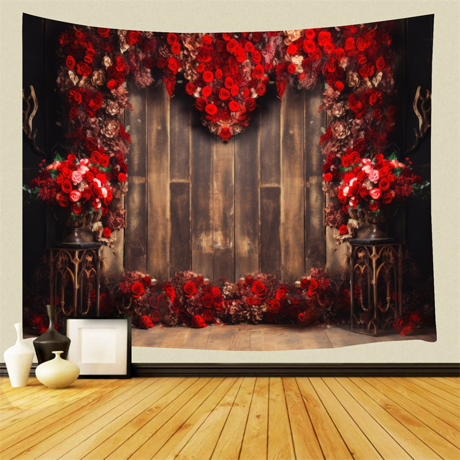 Valentine's Day Red Rose Love Wall Backdrop M1-03