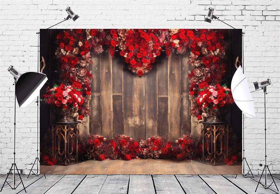 Valentine's Day Red Rose Love Wall Backdrop M1-03