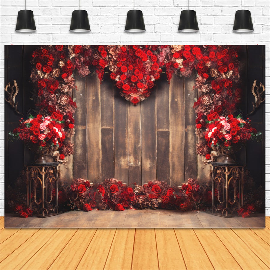 Valentine's Day Red Rose Love Wall Backdrop M1-03