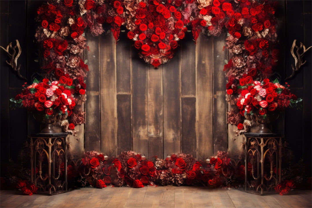 Valentine's Day Red Rose Love Wall Backdrop M1-03