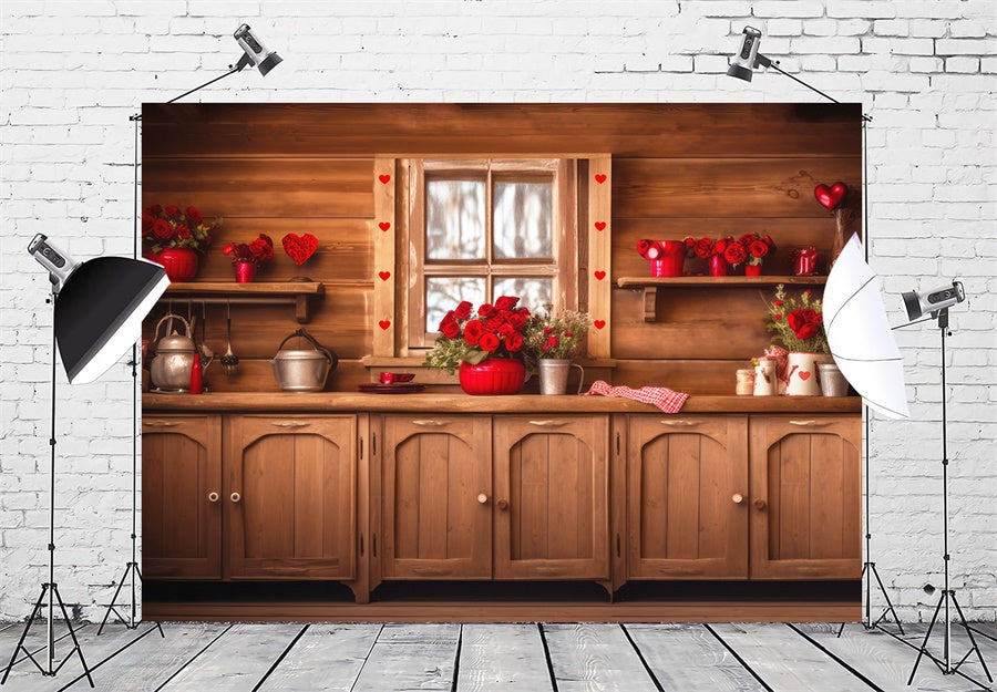 Valentine's Day Flower Kitchen Backdrop M1-04