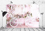 Pink Wall Filled With Flowers White Bicycle Backdrop M1-08