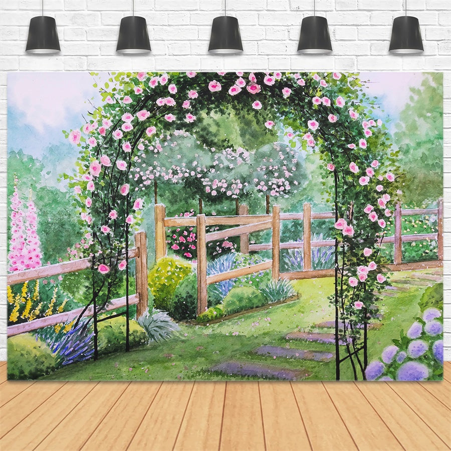 Spring Oil Painting Fantasy Garden Backdrop M1-18