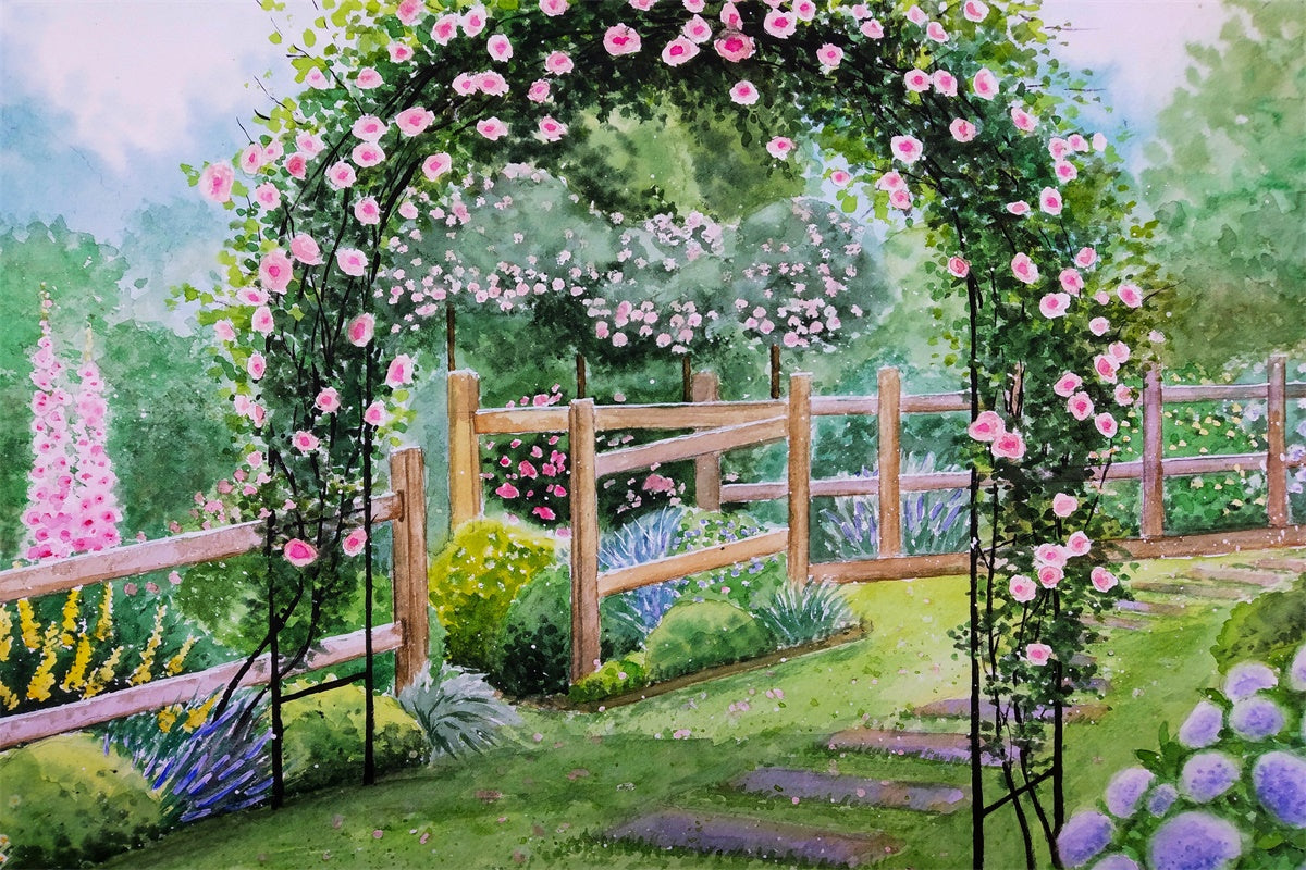 Spring Oil Painting Fantasy Garden Backdrop M1-18