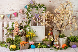Easter Elegant Floral Wreath Wooden Door Backdrop M1-23