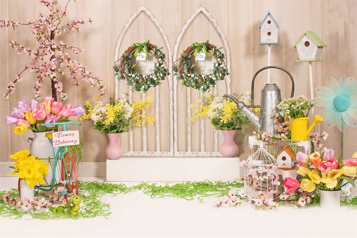 Easter Wreath Eggs Flower Backdrop M1-26