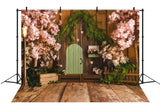 Spring Sakura Wooden Gate Fence Backdrop M1-29