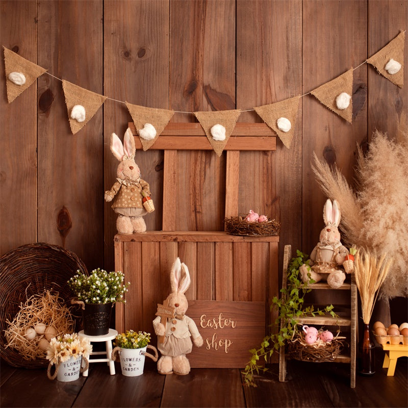 Easter Bunny Shop Wood Panel Decorative Backdrop M1-30