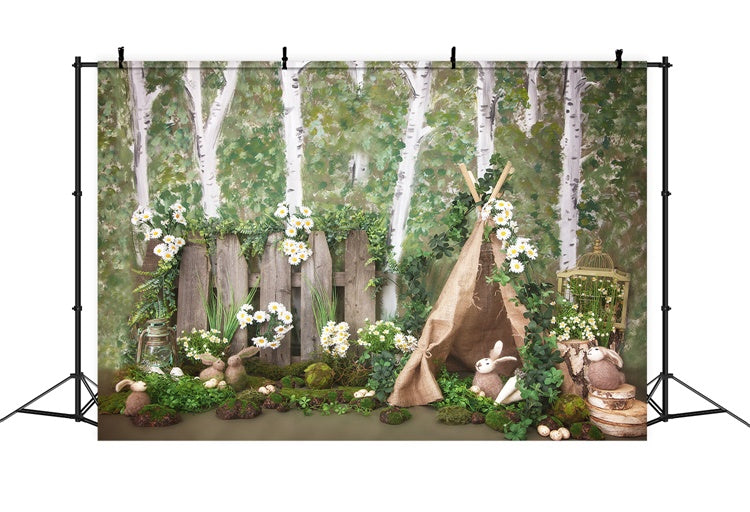 Easter Forest Camping Tent Daisy Backdrop M1-31