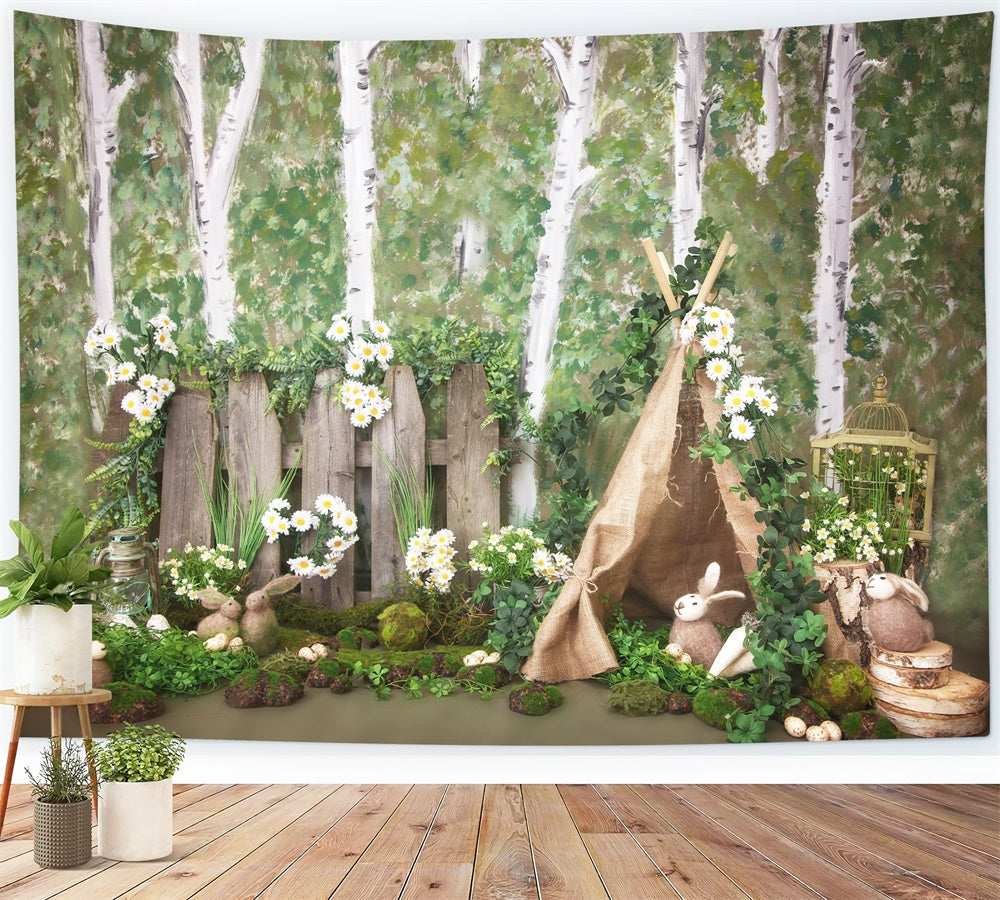 Easter Forest Camping Tent Daisy Backdrop M1-31