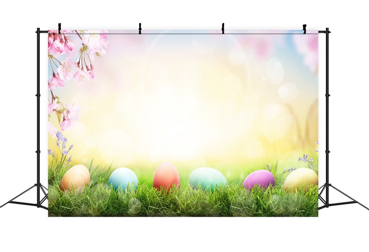 Easter Egg Sunshine Cherry Blossom Lawn Backdrop M1-36