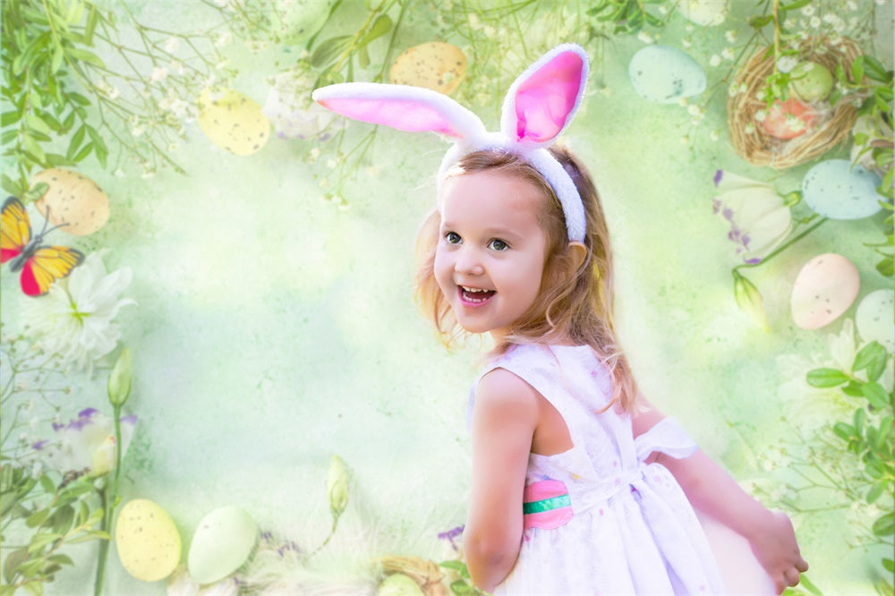 Easter Eggs Greenery Butterfly Fresh Simple Backdrop M1-44