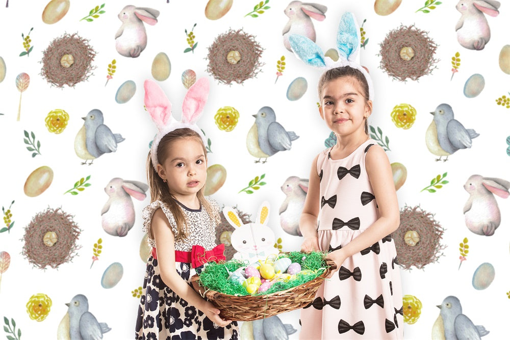 Easter Bunny Dove Birdhouse Flower Egg Backdrop M1-47