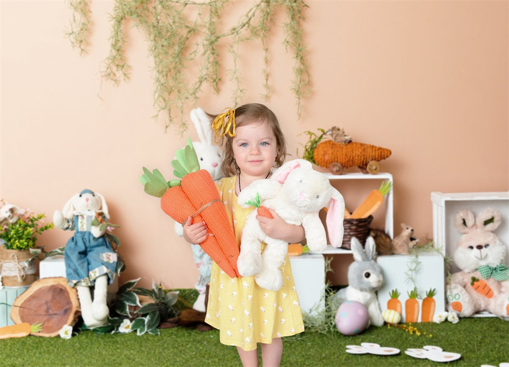 Easter Bunny Doll Carrot Lawn Backdrop M1-48
