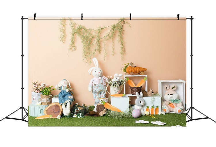 Easter Bunny Doll Carrot Lawn Backdrop M1-48