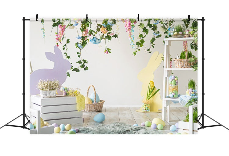 Easter Eggs Flower Greenery Bunny Fresh Backdrop M1-50