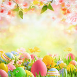 Easter Warm Spring Lawn Cherry Blossom Egg Backdrop M1-54