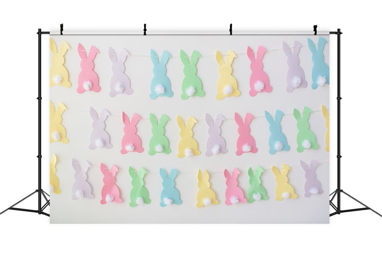 Easter Colorful Paper Cutout Bunny Plush Tail Backdrop M1-55