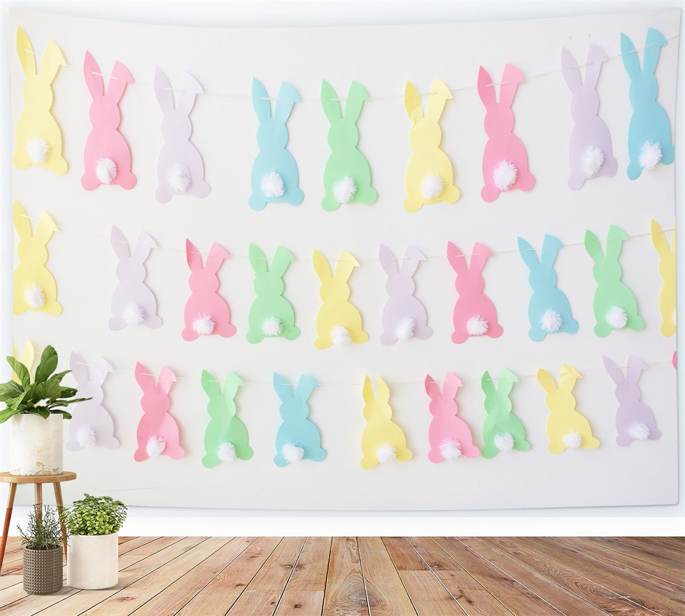 Easter Colorful Paper Cutout Bunny Plush Tail Backdrop M1-55