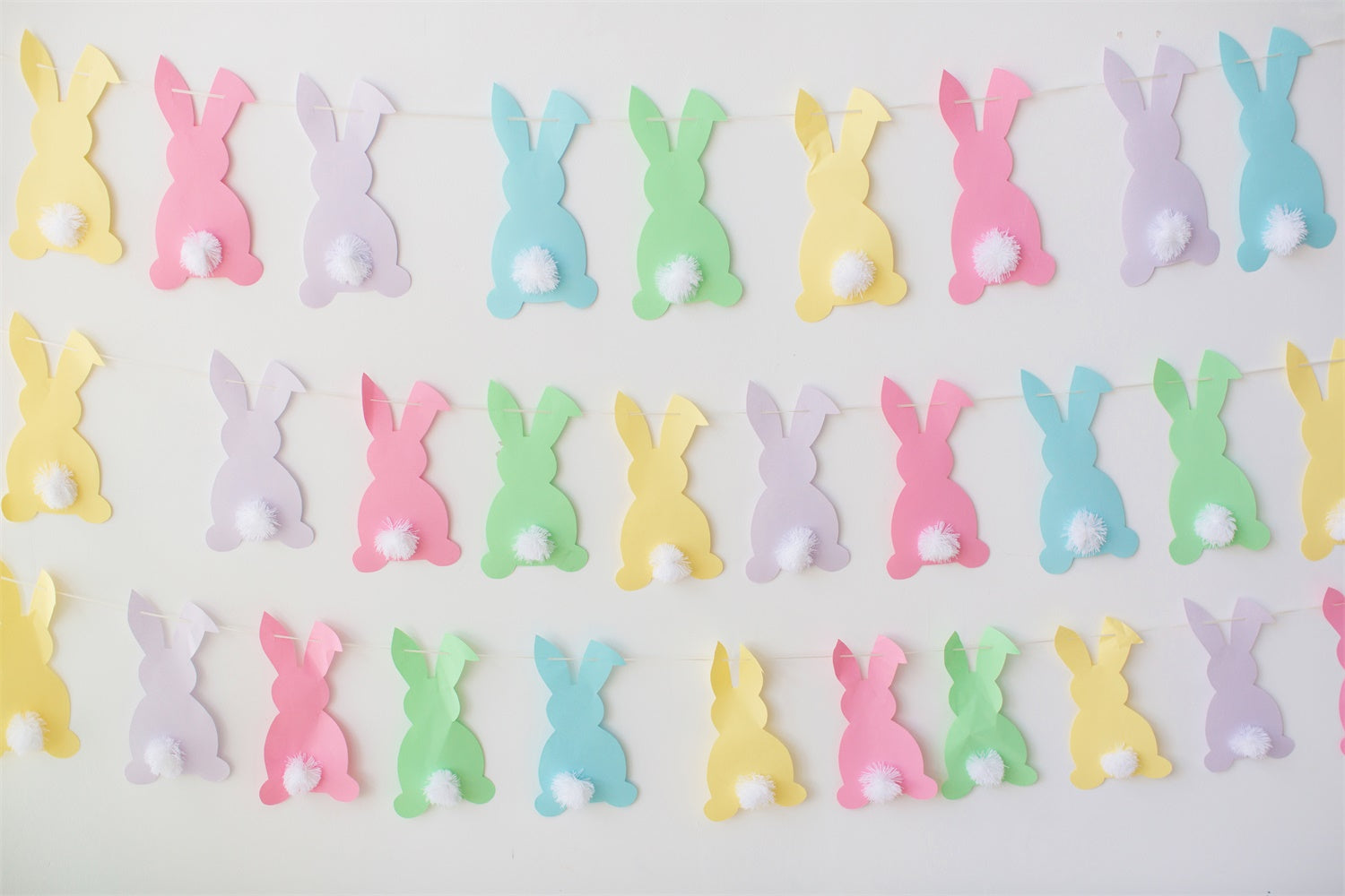 Easter Colorful Paper Cutout Bunny Plush Tail Backdrop M1-55