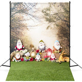 Spring Seven Kids People Fawn Squirrel Forest Backdrop M1-62