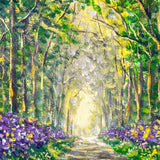 Spring Oil Painting Woods Flowers Trail Backdrop M1-70