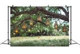 Realistic Tree Trunk Hanging Vintage Copper Candelabra String Lights Backdrop M1-75
